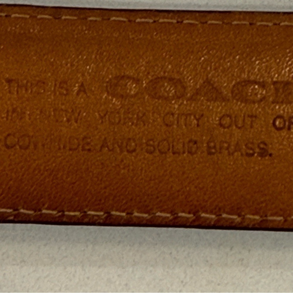 Coach Cowhide Leather Solid Brass Square Buckle Dark Brown Belt #7602 Sz 38 EUC - Picture 7 of 13